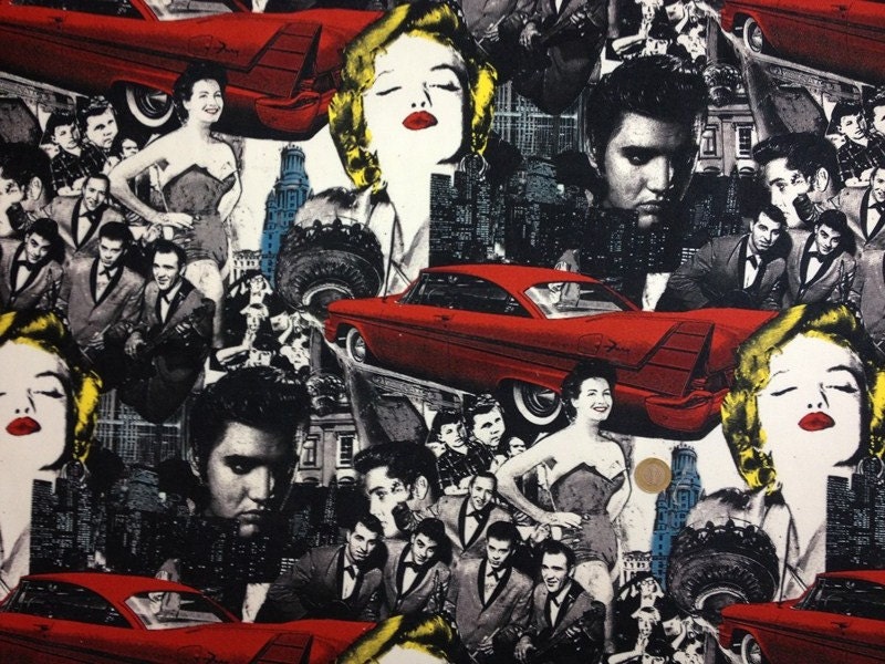Marilyn Monroe Elvis Presley printed heavy weight polyester viscose upholstery fabric-Half Yard