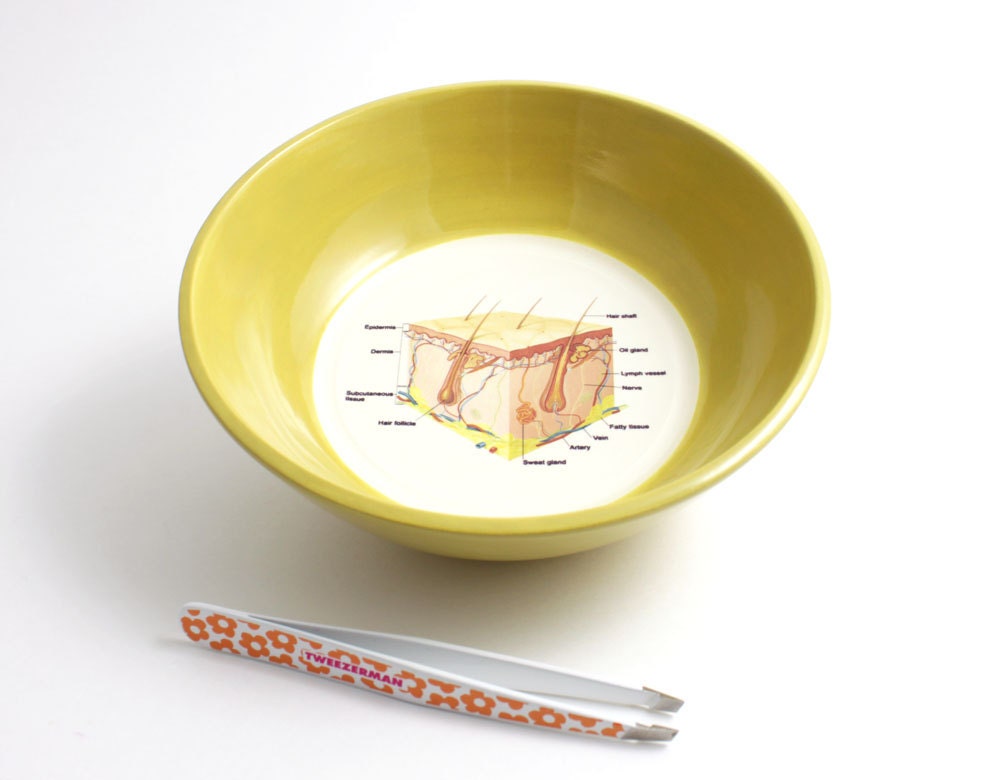 Anatomy Illustration Bowl - Mustard Yellow Bowl with Skin Biology