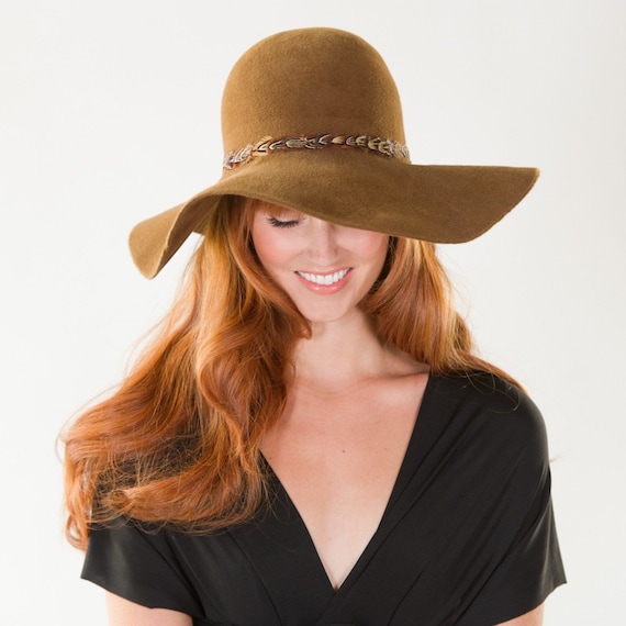 Fall Hat- Retro- Boho- Fur Velour- Floppy Hat