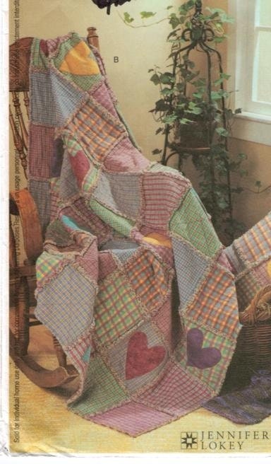 Quilting Rag Quilt Pattern Throws, Pillows McCalls Pattern 3901