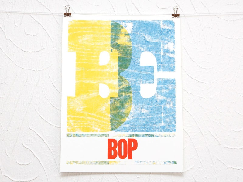 Be Bop woodcut print