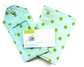 Getaway Travel Set: Luggage Tag & Passport Sleeve Lime Polka Dots