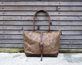 waxed canvas bag carry all/tote bag with oiled leather bottem COLLECTION WOMEN