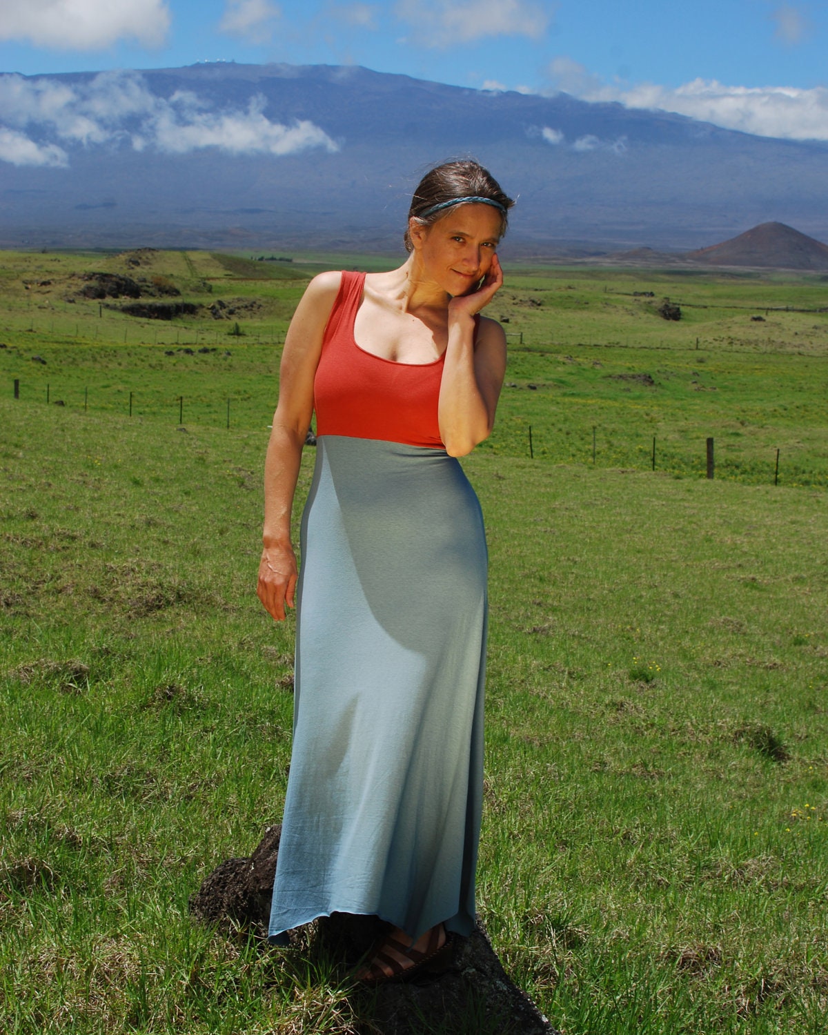 Spring Dress - Color Block  Maxi Dress - Sleeveless Dress - Organic Clothing - Eco Friendly