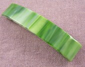 Tiffany Glass Barrette -3.5" 9cm - Green Lime Lemon Yellow Citrus Swirl Wispy Cloudy Streaks