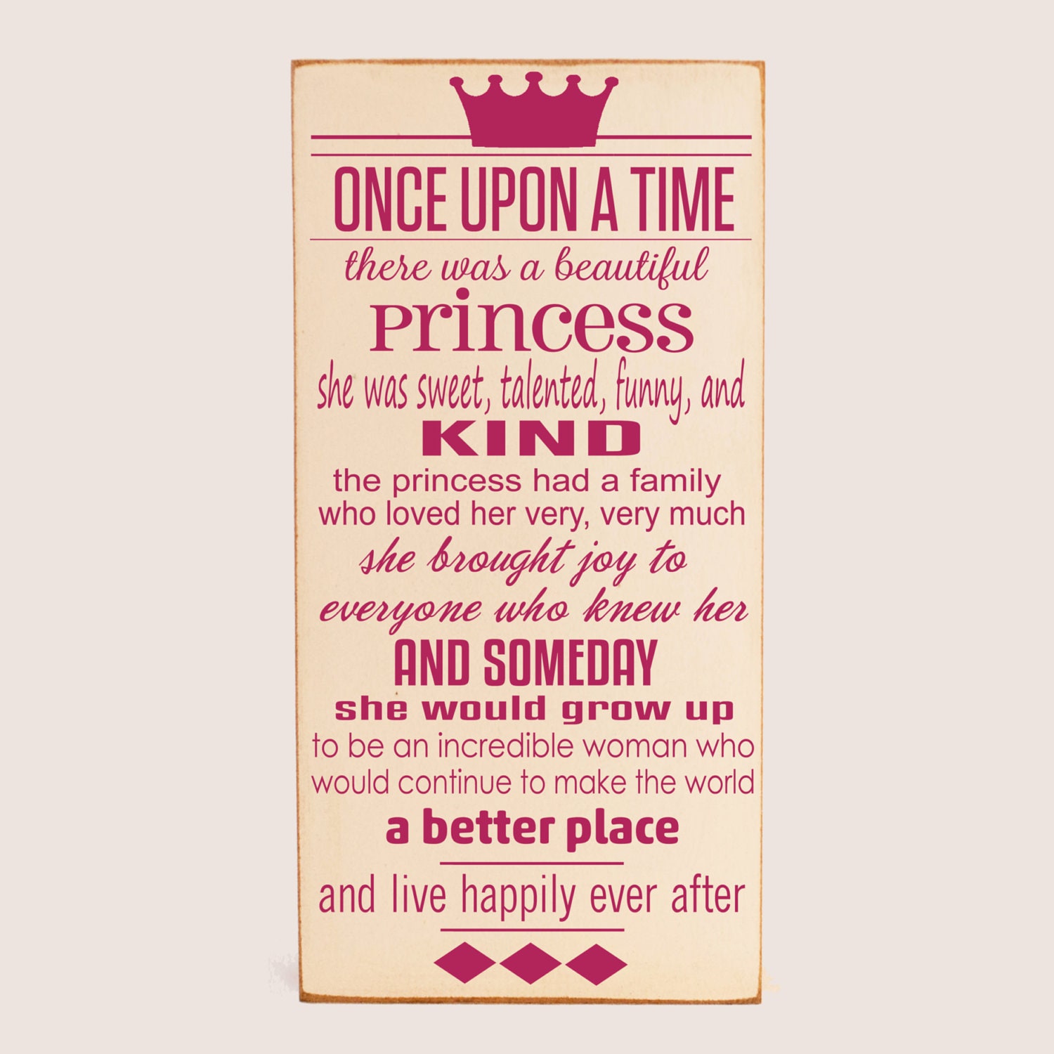 Once Upon a Time Wooden Sign -  Typography Word Art  - Your Choice of Colors