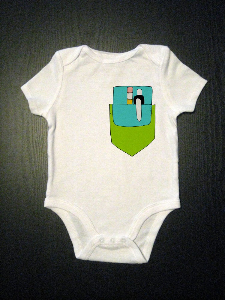 Pocket Protector - Funny Baby - One Piece Nerd Baby Bodysuit - Children's Clothing - Baby and Toddler and Kid's Clothing