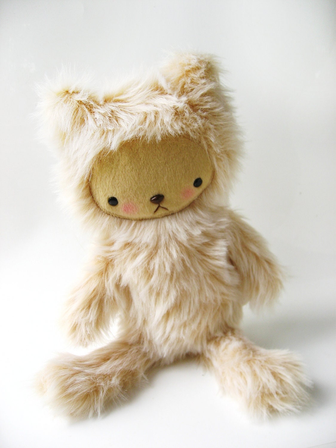 Kawaii Teddy Bear Plushie Blonde Plush Faux Fur Large BUTTERS