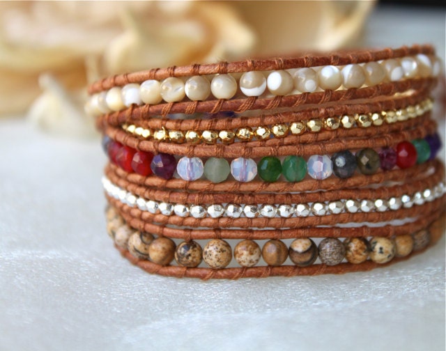 24k Gold Plated Mixed Stone Wrap