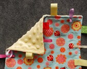 Ladybug Dance - baby girl tag blanket with minky backside