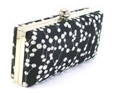 Black and White Bridesmaid Clamshell Clutch - Bridal Party Gift  - Evening Bag