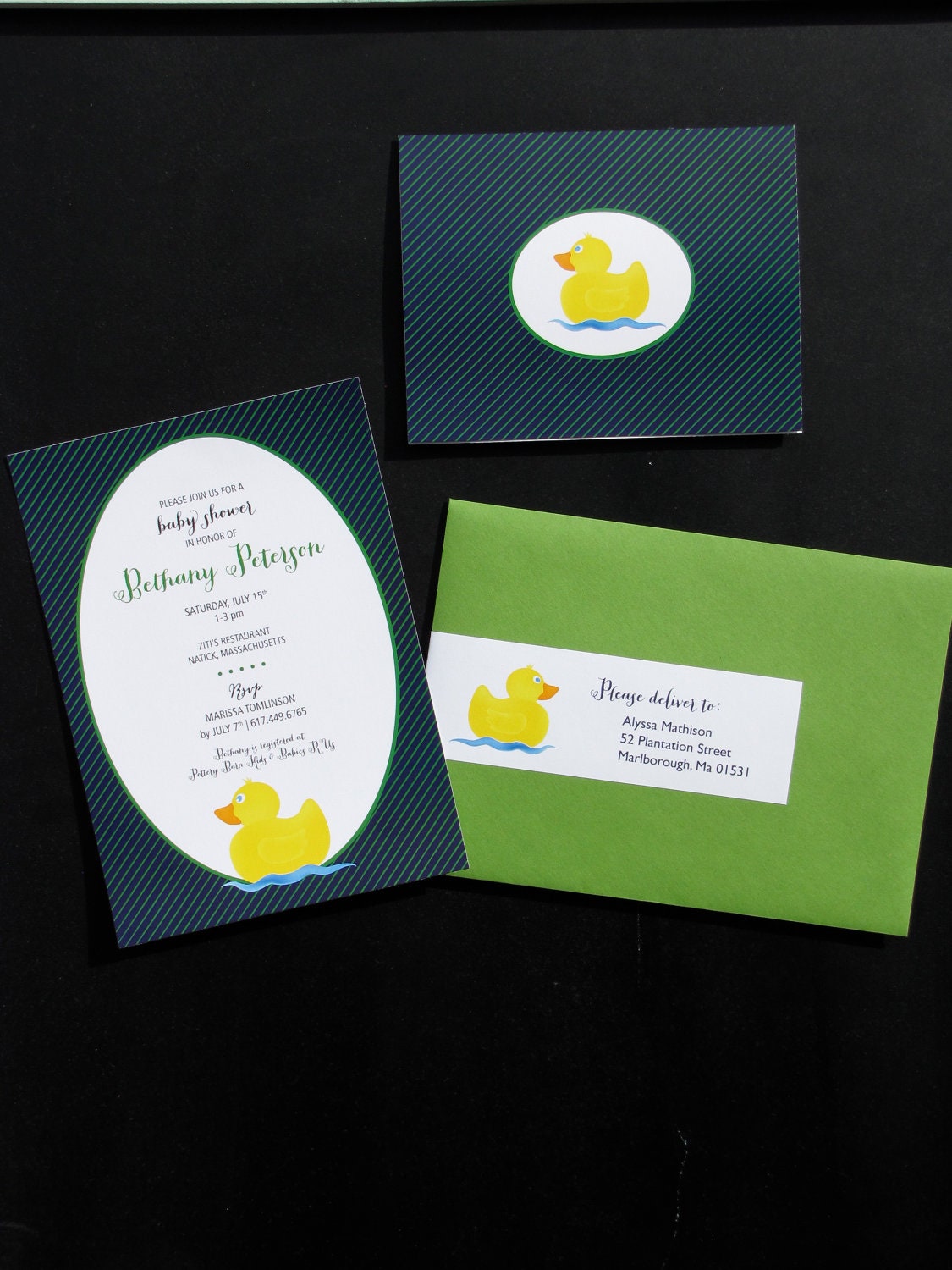 Preppy Rubber Duck Birthday or Baby Shower Invitation / Set of 10