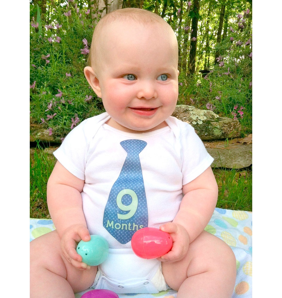 Monthly Onesie Tie Stickers - Hudson - Boy Patterns in Argyle, Plaid, Dots, Diamonds - Great Baby Shower Gift and Photo Prop