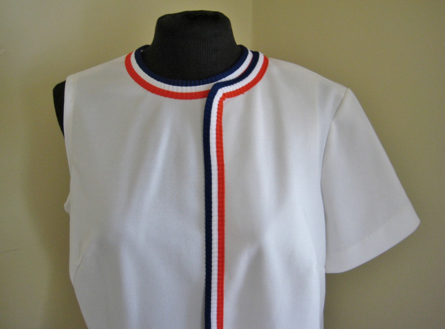 Vintage 60's Patriotic Red White and Blue Scooter Dress  L