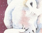 OSKI Polar Bear aceo PRINT watercolor giclee PRAYER - Free Shipping