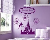 Disney Personalized Castle Fireworks Tinkerbell Fairy vinyl wall decall sticker room decor