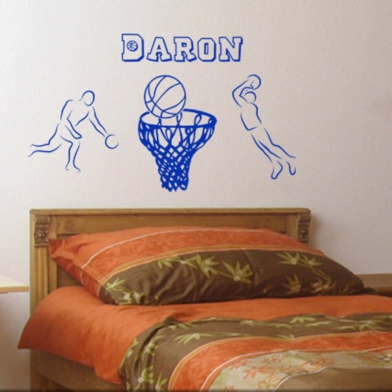 Pesronalized Basketball theme sports wall sticker vinyl decal blue