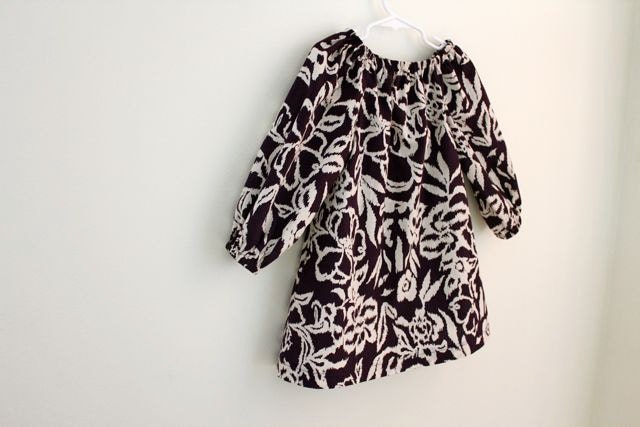 Deep Purple, Cream Long Sleeve Abstract Floral Peasant Dress. Ready to Ship in Size 2T. Toddler Dress. Plum Grape Eggplant Aubergine Dress.