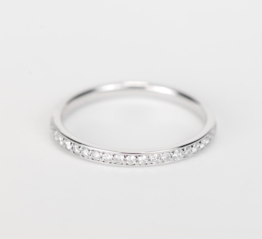 Diamond Wedding Band 14K White Gold - SALE