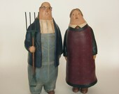 American Gothic Gourd Sculpture Portrait after Grant Wood