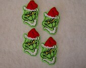 MR GRINCH - 4 Machine Embroidered Embellishments / Appliqués