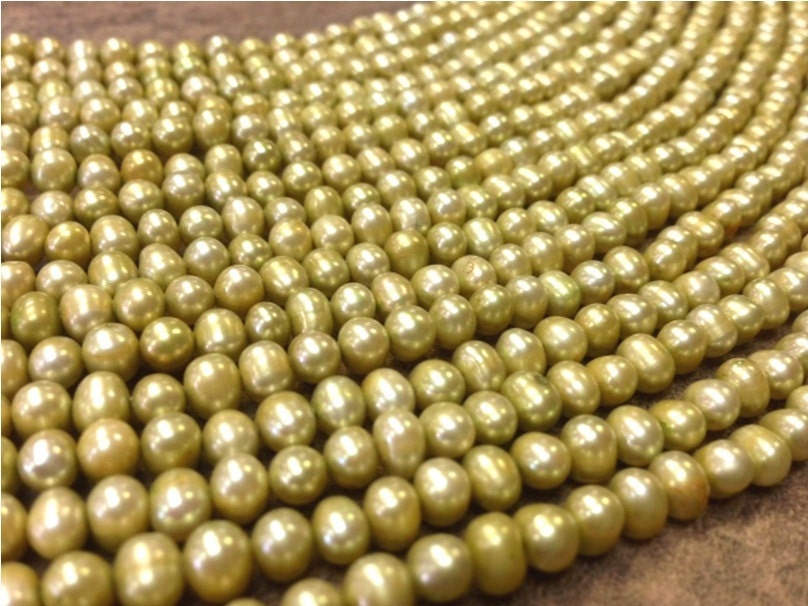 Full Strand 5-5.5 mm 15.5 Inch Freshwater Pearl Beads - Light Lime (2700-g10)