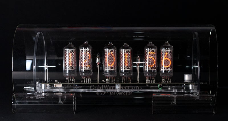 Glass Nixie Tube Clock - Large size IN-8-2 version with tube sockets