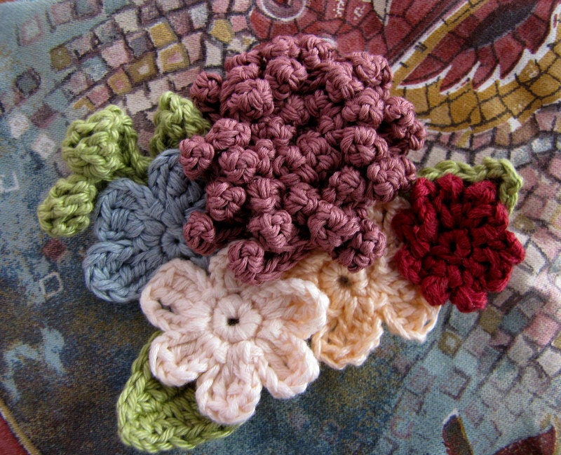 Romantic crocheted brooch - crocheted flowers -Bloom Collection 2012