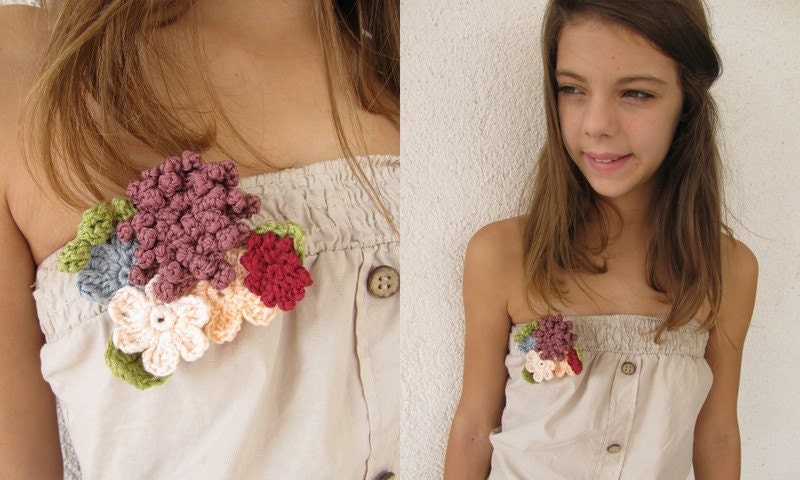 Romantic crocheted brooch - crocheted flowers -Bloom Collection 2012