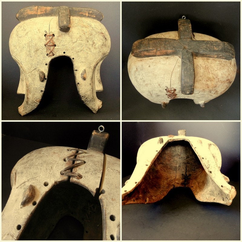 Vintage AFRICAN MASK / Double Heads / Hand Made, Carved / Rare and Unusual / PREVIEW / est1253