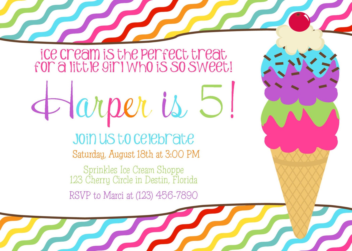 Ice Cream Shoppe Invitation - Girl Birthday - PRINTABLE Il_170x135