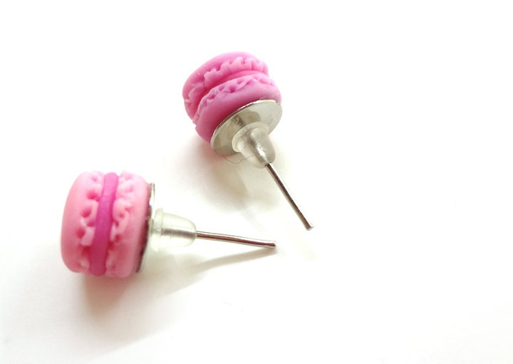 Miniature Pink Macaron Earring Posts - Glamour365