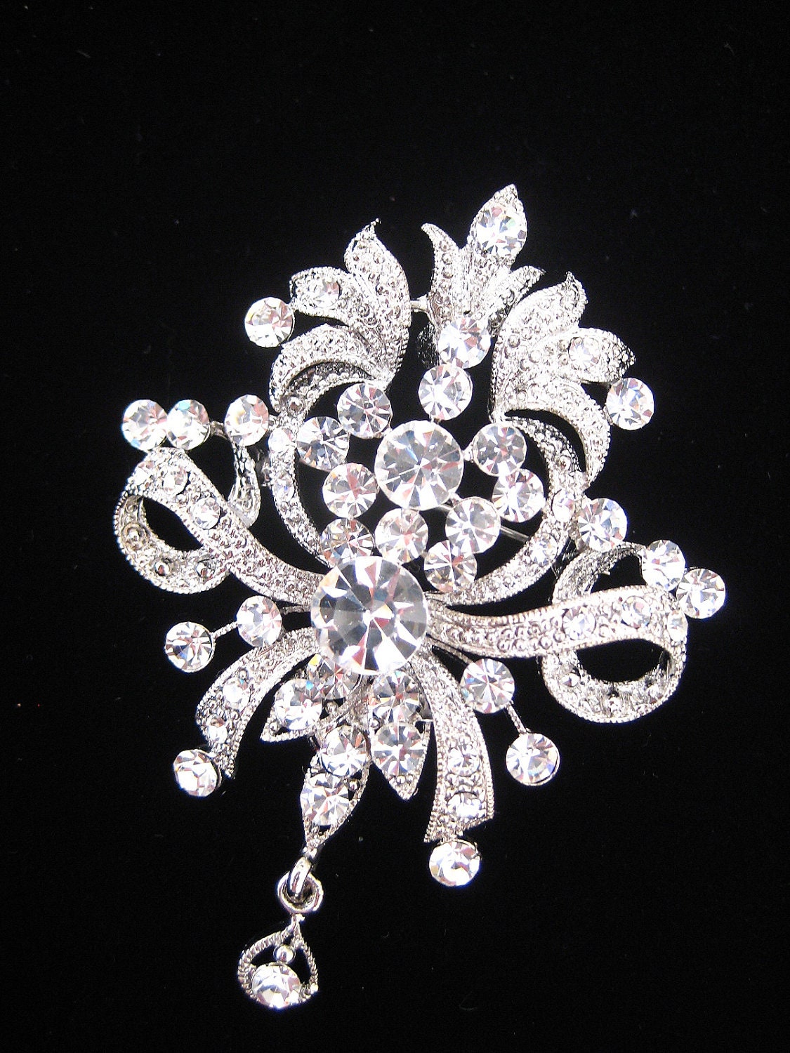 Elegant bridal beaded crystal rhinestone sash/belt. VINTAGE ROMANCE.
