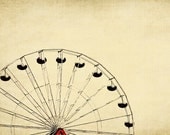 Ferris Wheel Summer Boardwalk Minimalist Carnival Amusement Park Digital Texture - 16x20 art photography print by Dawn Smith