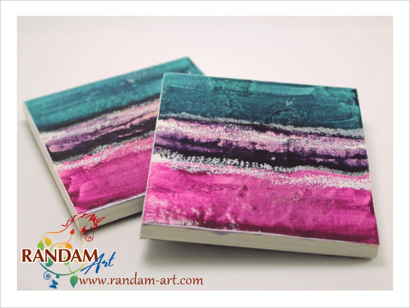 Hand Painted Tile Coaster, Spoon Rest, Trivet, Tile Art. OOAK.