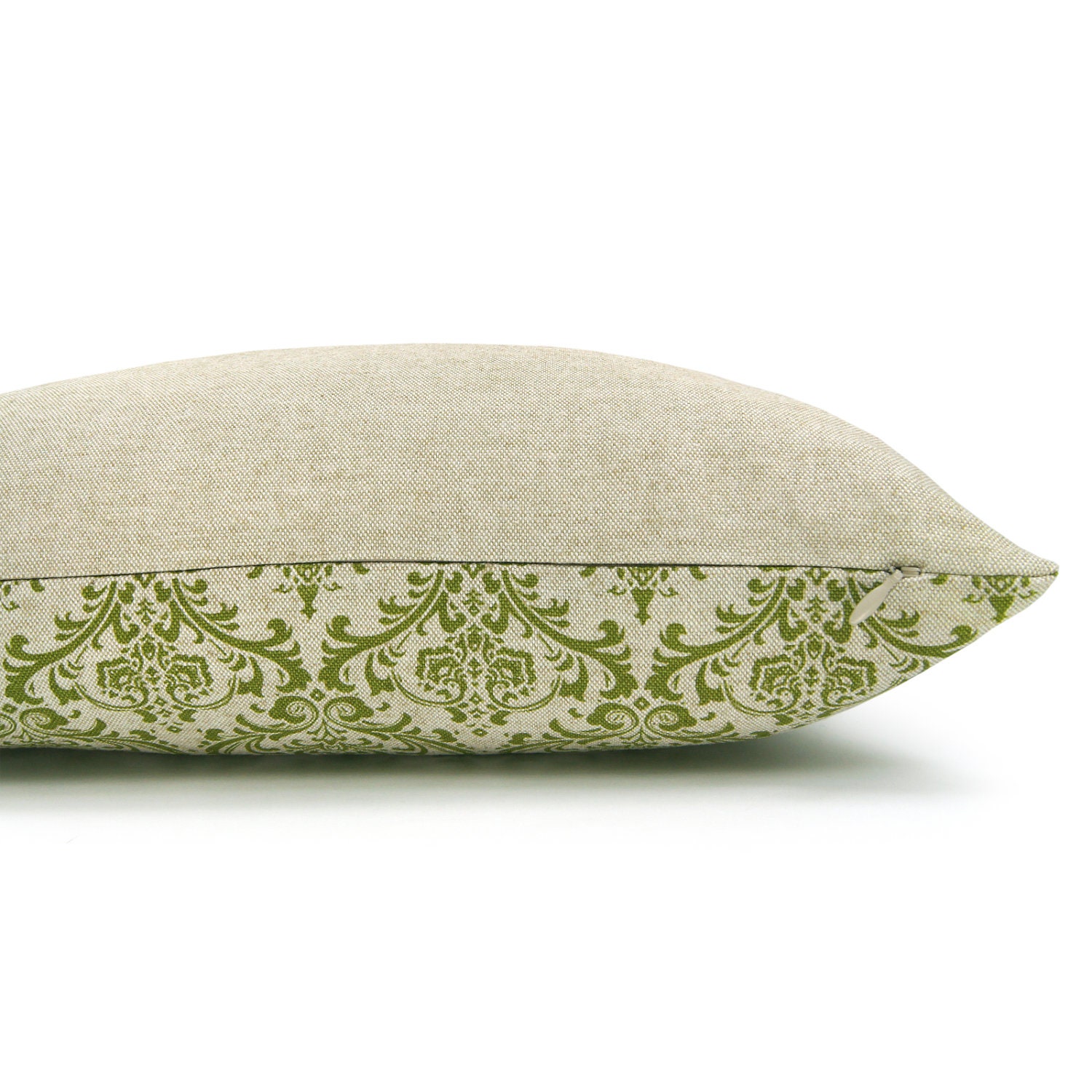Personalized pillow cover, Custom pillow, 18x18 pillow cover - Apple green and natural pillow cover with any of our natural history prints