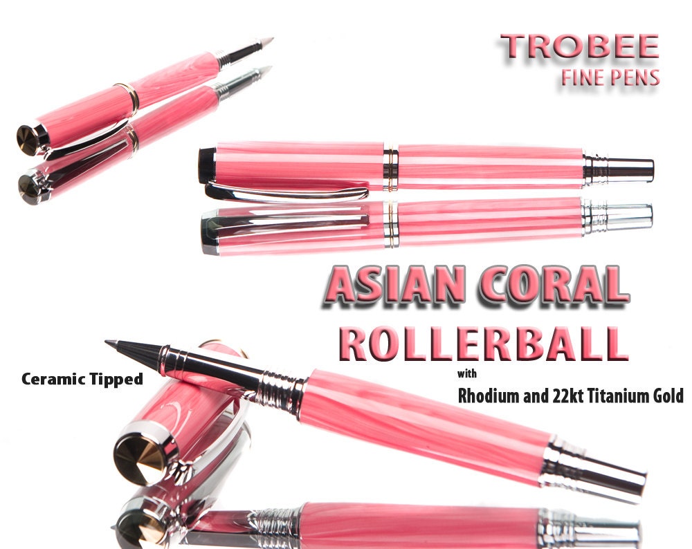 Pink Pen Rollerball Handmade with Asian Coral perfect gift for a woman Luxury writing