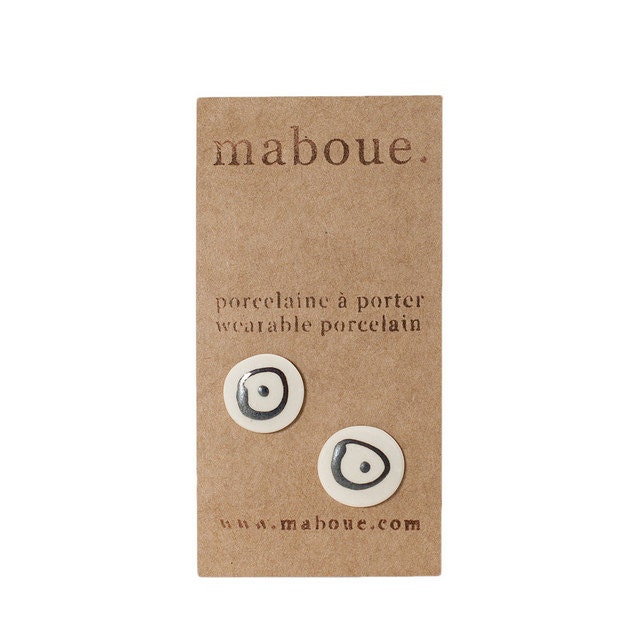 Draw me a Poem - Porcelain Stud Earrings