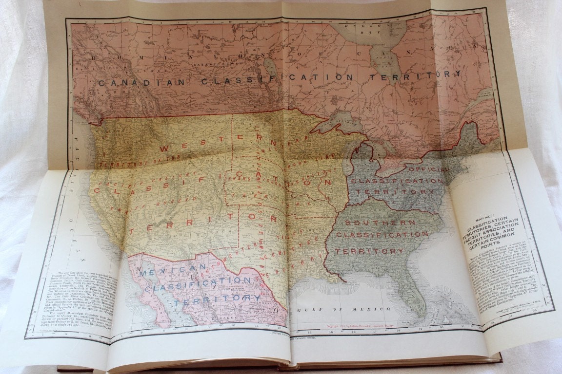 Railway Traffic Maps, Lasalle Extension University, 1913, Railroad Maps, College, Book - FREE SHIPPING