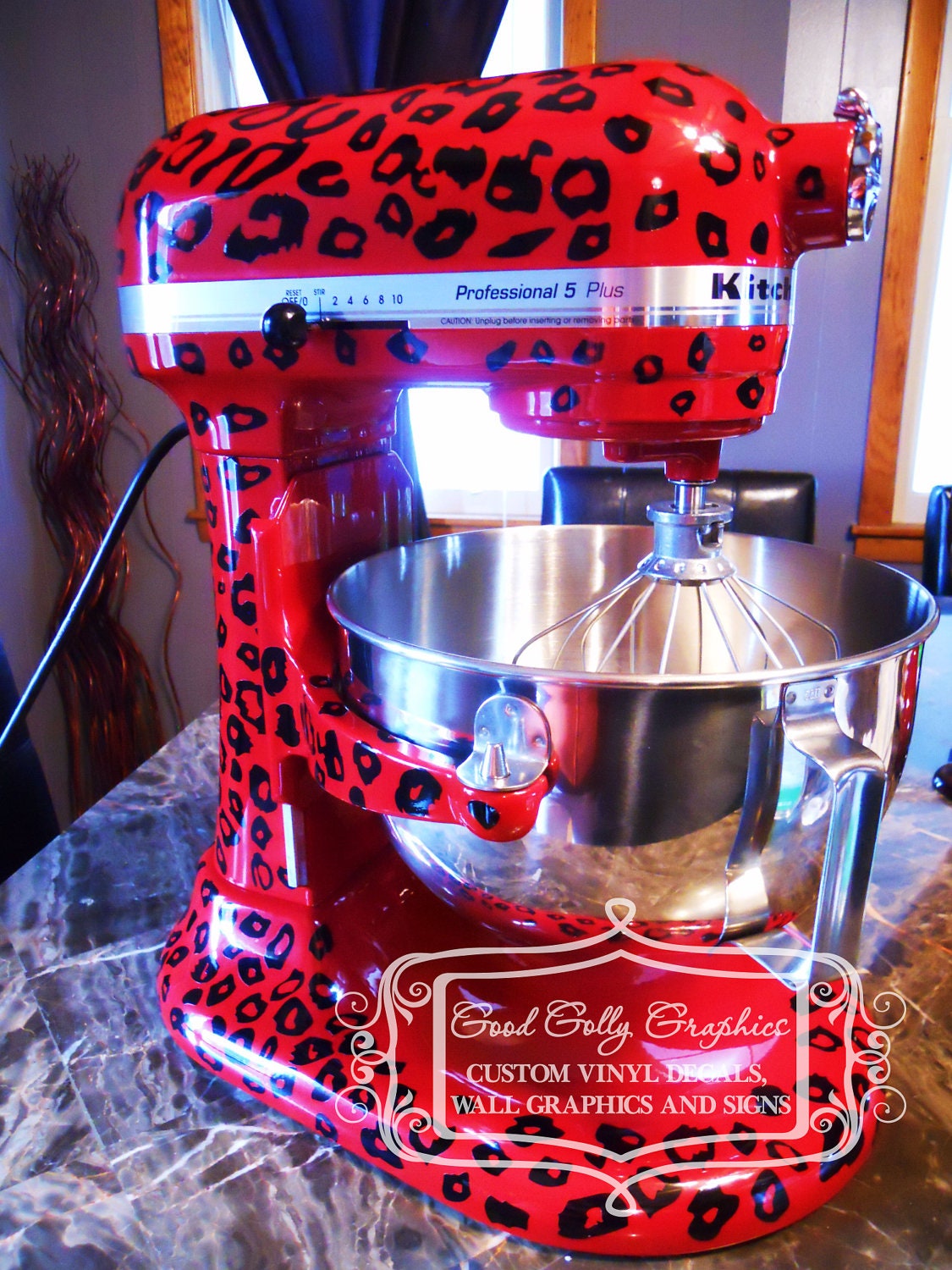 Kitchen mixer vinyl decal LEOPARD PRINT decal