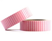 1 Roll of Pink and White Stripe Masking Tape / Japanese Washi Tape (.60 inches x 33 feet)