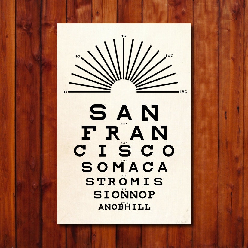 San Francisco - Eye Chart - Typography Poster - Home Decor - Gift - Modern Print - 12x18