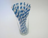 25 Royal Blue Paper Straws, AND Digital DIY straw tags (your color choice) Party Striped Straws