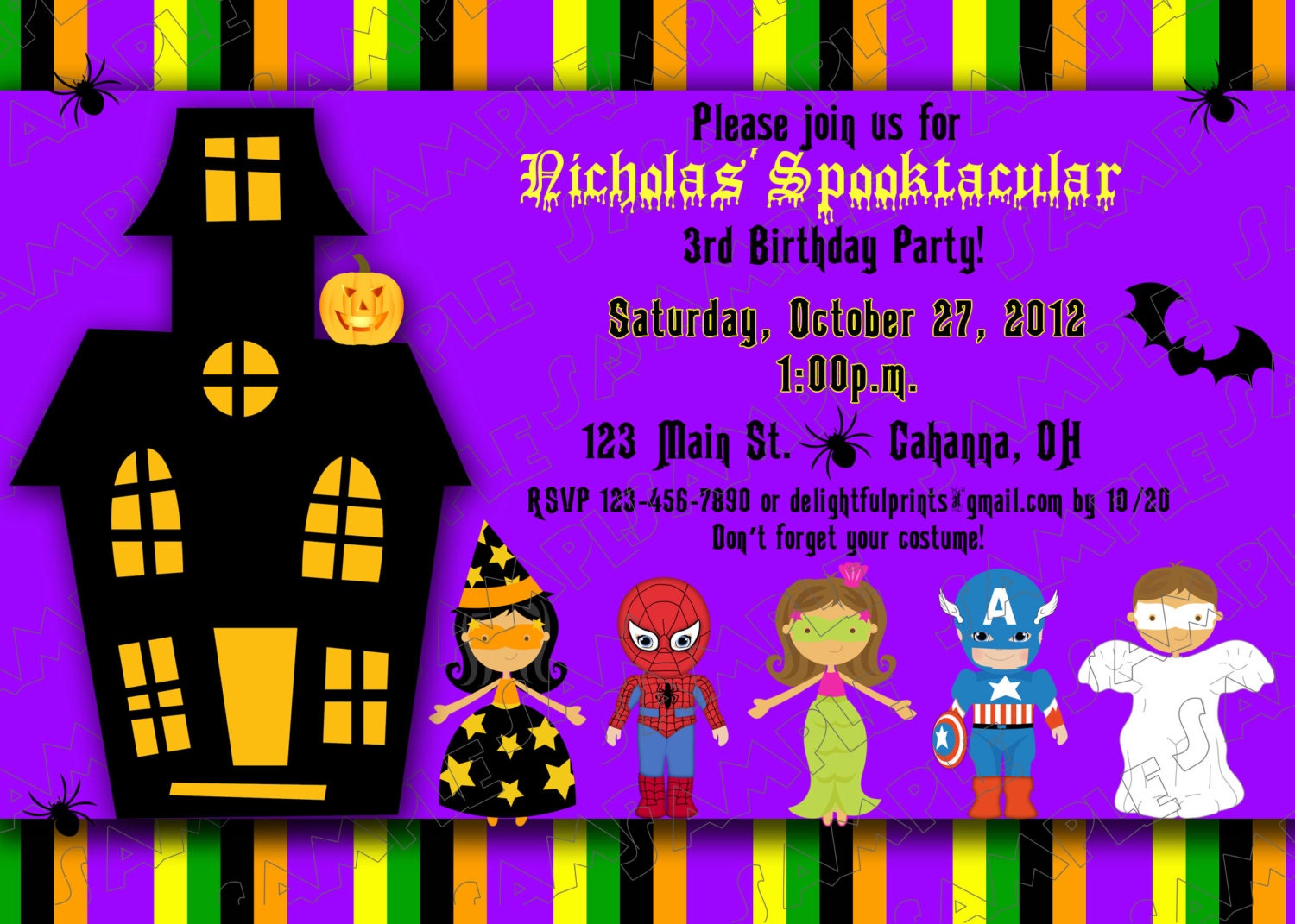 Halloween birthday party kids costume invitation...DIY you print custom photo card by delightfulprints Il_570xn