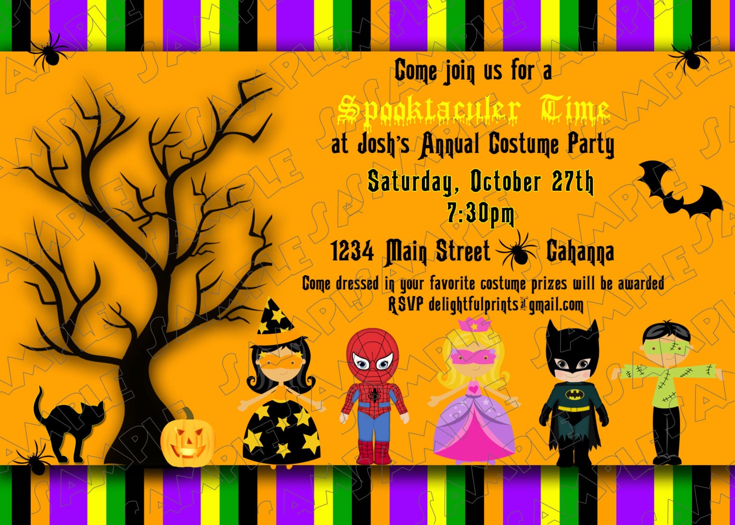 Halloween party kids costume invitation...DIY you print custom photo card by delightfulprints