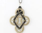 Diamond Wood Gear Pendant - It Moves to your touch