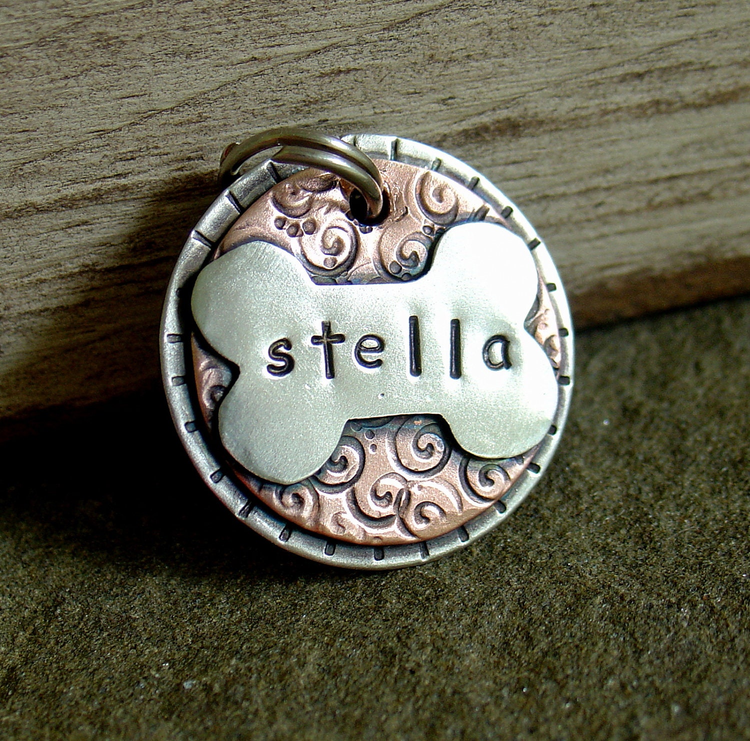 Dog pet id tag- Gracie- personalized dog bone id tag