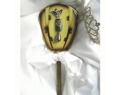 Hand Mirror, Upcycled Vintage Hand Held Mirror, Mellow Gold And Amber Accents, Fantasy Art Mirror, Loves Paris Studio, Wedding Accessory
