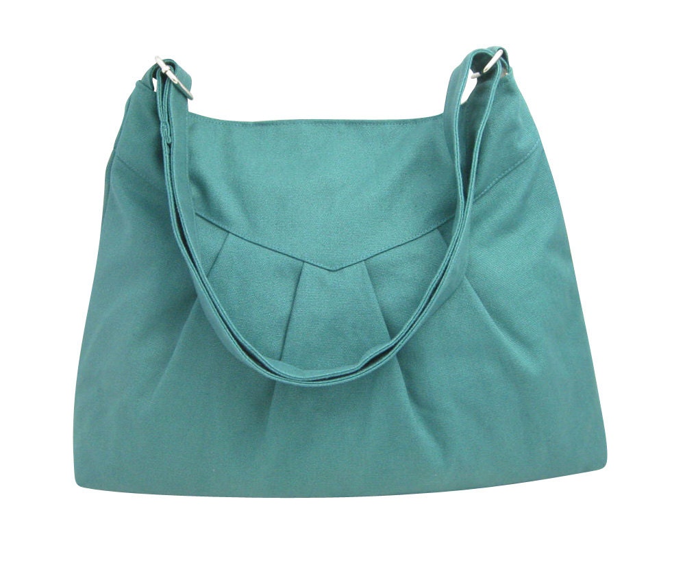 Teal green cross body bag / messenger bag / shoulder bag / diaper bag  - cotton canvas