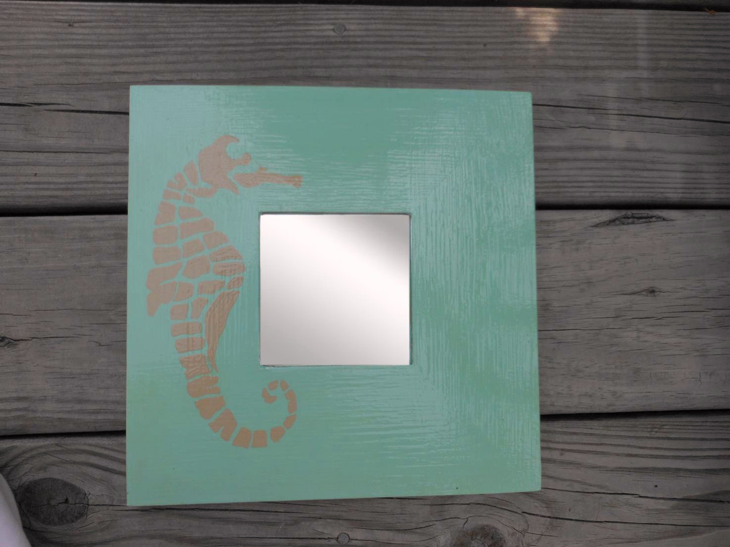 Seahorse Mirror Sea Foam Green-Blue Nautical Decor for Coastal Living by searchnrescue2